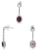 ESTATE 4.57CT DIAMOND & AAA RUBY 18KT WHITE GOLD 3D FLOWER FUN HANGING EARRINGS
