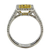.60CT WHITE & FANCY YELLOW DIAMOND 18KT 2 TONE GOLD ROUND PAVE SQUARE FUN RING