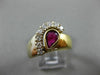 ESTATE WIDE 1.12CT DIAMOND & AAA RUBY 14KT TWO TONE GOLD SEMI MOON RING #11184