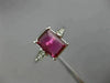 WIDE 1.29CT DIAMOND & AAA RUBY 18KT WHITE GOLD EMERALD CUT SOLITAIRE RING #27636