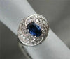 ANTIQUE WIDE DIAMOND & AAA SAPPHIRE 2.70CT 14KT WHITE GOLD COCKTAIL RING
