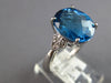 2.72CT DIAMOND & AAA BLUE TOPAZ 14KT WHITE GOLD CUSHION & ROUND GEOMETRICAL RING