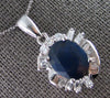 LARGE 3.11CT DIAMOND & AAA SAPPHIRE 14KT WHITE GOLD 3D FLOATING PENDANT #27929