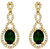 2.32CT DIAMOND & AAA RUSSALITE 14K YELLOW GOLD 3D OVAL INFINITY HANGING EARRINGS