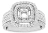 WIDE 1.05CT DIAMOND 14K WHITE GOLD DOUBLE HALO SQAURE SEMI MOUNT ENGAGEMENT RING