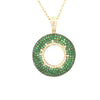 EXTRA LARGE 3.24CT DIAMOND & AAA TSAVORITE 18KT YELLOW GOLD 3D CIRCULAR PENDANT