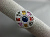 ESTATE LARGE 3.56CT DIAMOND & MULTI COLOR SAPPHIRE 18KT GOLD FILIGREE OVAL RING