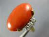 EXTRA LARGE .55CT DIAMOND & AAA CORAL 18KT 2 TONE GOLD CLASSIC OVAL & ROUND RING
