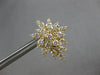 LARGE 3.28CT DIAMOND 18K YELLOW GOLD MULTI LEAF CLUSTER CLIP ON HANGING EARRINGS