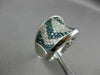 ESTATE WIDE 2.86CT WHITE & BLUE DIAMOND 14KT WHITE GOLD 3D CONCAVE COCKTAIL RING