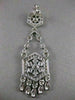 ANTIQUE 3.50CT DIAMOND 14K WHITE GOLD LONG FILIGREE FLOWER HANGING EARRINGS #835