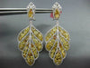 LARGE 11.29CT WHITE & FANCY YELLOW DIAMOND 18K 2 TONE GOLD LEAF HANGING EARRINGS