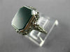 ANTIQUE WIDE GREEN AGATE 14K WHITE GOLD CLASSIC OPEN FILIGREE OCTAGON RING 26427