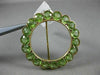 ANTIQUE LARGE 8.05CT AAA PERIDOT 14KT YELLOW GOLD 3D FLOWER CIRCULAR BROOCH PIN
