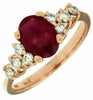 ESTATE 1.60CT DIAMOND & AAA RUBY 14KT ROSE GOLD 3D OVAL & ROUND ENGAGEMENT RING