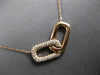 ESTATE .26CT DIAMOND 14K ROSE GOLD 3D RECTANGULAR LOVE KNOT V SHAPE FUN NECKLACE