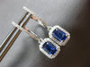 1.32CT DIAMOND & AAA SAPPHIRE 14KT WHITE GOLD EMERALD CUT HALO HANGING EARRINGS