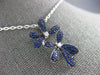 LARGE DIAMOND & AAA SAPPHIRE 18KT WHITE GOLD DOUBLE FLOWER BUTTERFLY FUN PENDANT