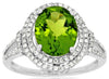 LARGE 3.32CT DIAMOND & AAA PERIDOT 14KT WHITE OVAL DOUBLE HALO ENGAGEMENT RING