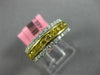 ESTATE .88CT WHITE & FANCY YELLOW DIAMOND 18K 2 TONE GOLD 3 ROW ANNIVERSARY RING