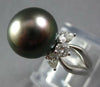 LARGE .65CT DIAMOND & AAA TAHITIAN PEARL PLATINUM ROUND & PEAR SHAPE LOVE RING