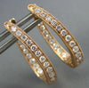 ESTATE .64CT DIAMOND 18KT ROSE GOLD 3D INSIDE OUT OVAL HUGGIE HANGING EARRINGS