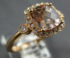1.48CT DIAMOND & AAA MORGANITE 14KT ROSE GOLD CUSHION & ROUND HALO FILIGREE RING