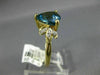 LARGE 4.05CT DIAMOND & AAA LONDON BLUE TOPAZ 14KT 2 TONE GOLD TRILLION FUN RING