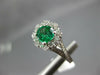 .96CT DIAMOND & AAA COLUMBIAN EMERALD 14K WHITE GOLD FLOWER HALO ENGAGEMENT RING