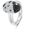 ESTATE 1.05CT WHITE & BLACK DIAMOND 14KT WHITE GOLD 3D OVAL SHAPE FUN RING