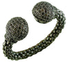 LARGE 21.5CT AAA SMOKY TOPAZ 925 SILVER FLEXIBLE DOME SHAPE CUFF BANGLE BRACELET