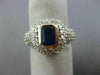 ESTATE LARGE 2.90CT DIAMOND & SAPPHIRE 14K WHTIE GOLD BEZEL HALO ENGAGEMENT RING