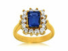 ESTATE 2.5CT DIAMOND & AAA EMERALD CUT TANZANITE 14K YELLOW GOLD ENGAGEMENT RING