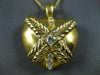 ANTIQUE LARGE .60CT DIAMOND 14KT YELLOW GOLD FILIGREE PUFFED HEART PENDANT 606