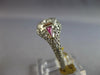 ANTIQUE ART DECO .16CT OLD MINE DIAMOND & AAA RUBY 18K WHITE GOLD 3D RING #27470
