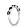 1.04CT DIAMOND & AAA SAPPHIRE 14KT WHITE GOLD 3D ROUND & OVAL ANNIVERSARY RING