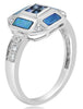.35CT DIAMOND & AAA SAPPHIRE & OPAL 14KT WHITE GOLD 3D OCTAGON PYRAMID FUN RING