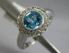ESTATE 1.27CT DIAMOND & AAA BLUE TOPAZ 14KT WHITE GOLD 3D FILIGREE FLOWER RING