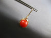 .22CT DIAMOND & AAA CORAL 18KT YELLOW GOLD 3D LEVERBACK HANGING EARRINGS #27180