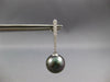 ESTATE LARGE .19CT DIAMOND & TAHITIAN PEARL 14KT WHITE GOLD BAR HANGING EARRINGS