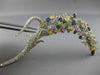 EXTRA LARGE 9.10CT DIAMOND & AAA MULTI COLOR SAPPHIRE 14KT WHITE GOLD BROOCH PIN