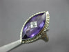 ANTIQUE LARGE 8.03CT OLD MINE DIAMOND & AMETHYST 14KT WHITE GOLD MARQUISE RING