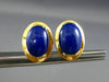 ESTATE LARGE AAA LAPIS 14KT YELLOW GOLD 3D CLASSIC OVAL CLIP ON EARRINGS #25816
