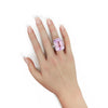 EXTRA LARGE 54.61CT DIAMOND & AAA KUNZITE 18K WHITE GOLD 3D 3 STONE CLASSIC RING