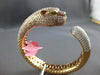 11.09CT WHITE & PINK DIAMOND & AAA EMERALD 18KT TRI COLOR GOLD BANGLE BRACELET