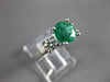 ESTATE 1.70CT DIAMOND & EMERALD 14K WHITE GOLD 3D 3 STONE ENGAGEMENT RING #27134