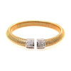 .54CT DIAMOND 18K 2 TONE GOLD DOUBLE PYRAMID SNAKE FLEXIBLE CUFF BANGLE BRACELET