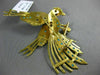 ANTIQUE EXTRA LARGE AAA TURQUOISE 18KT YELLOW GOLD 3D FLYING BIRD BROOCH PIN