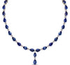 LARGE 70.07CT DIAMOND & AAA SAPPHIRE 18K WHITE GOLD PEAR SHAPE & ROUND NECKLACE