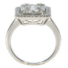 LARGE .94CT DIAMOND 18K WHITE GOLD ROUND & BAGUETTE CLUSTER HALO SQUARE FUN RING